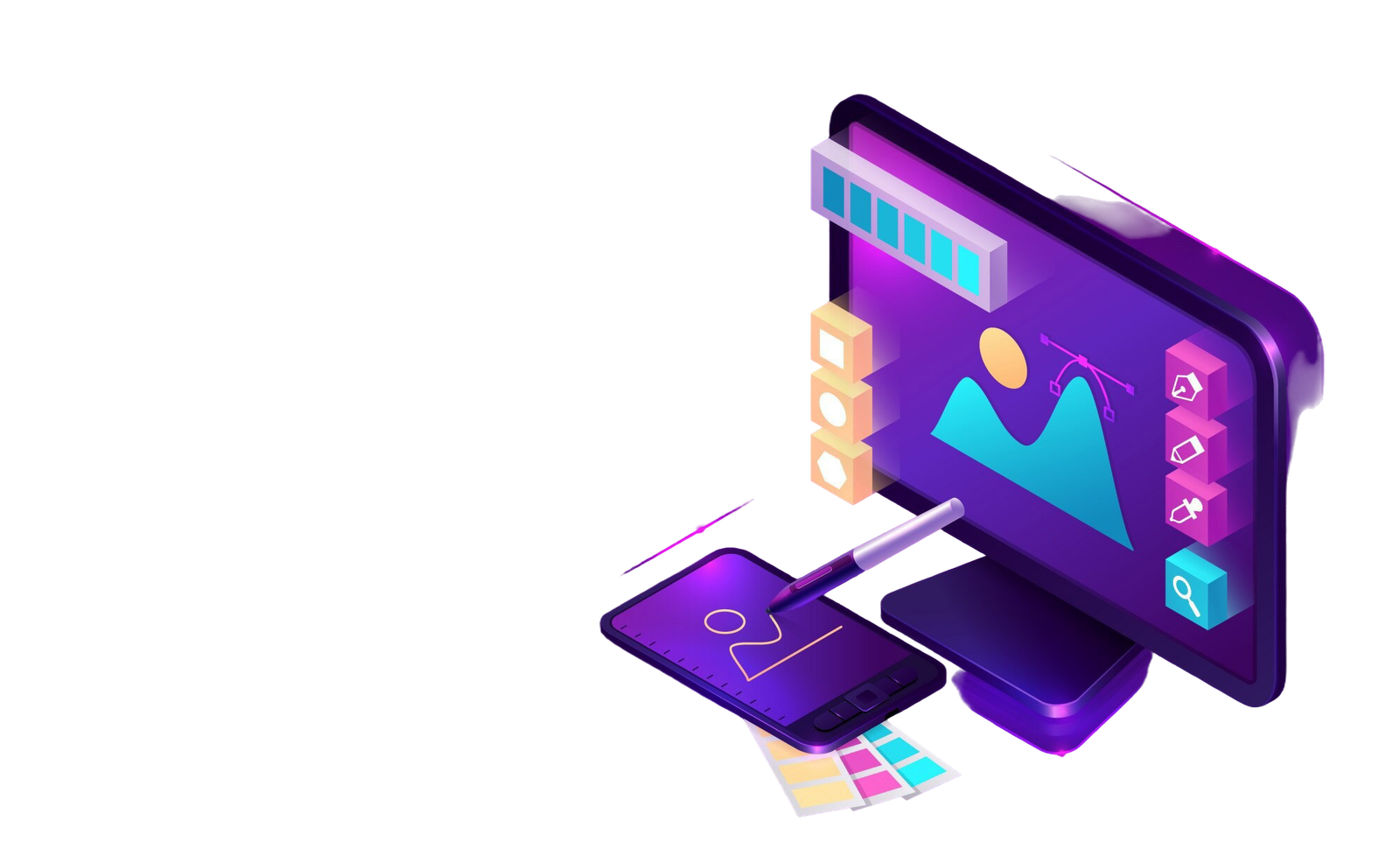 graphic-designer-isometric-landing-page-banner